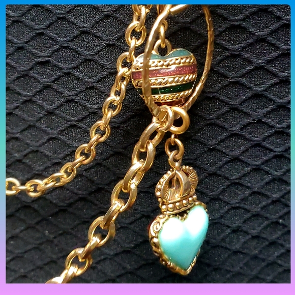 Vintage Heart Charm Necklace - Double Layered - Picture 6 of 17